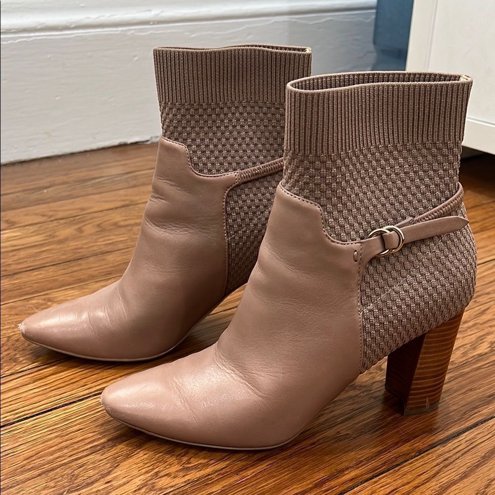 Cole Haan Tan Ankle Boots with Chunky Heel